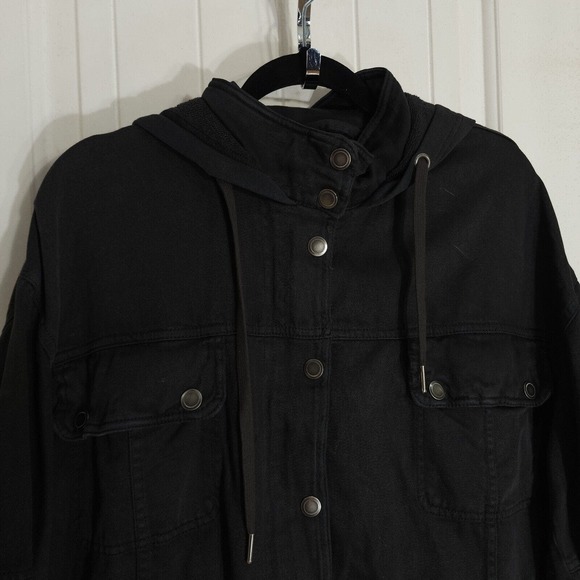 Free People Nocturne Parka Jacket Womens XS Black 100% Cotton Pockets Hooded - Picture 3 of 14